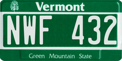 VT license plate NWF432