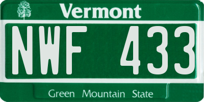 VT license plate NWF433