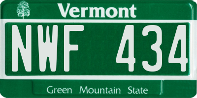 VT license plate NWF434