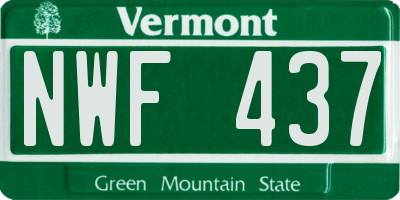 VT license plate NWF437