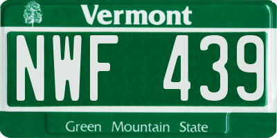VT license plate NWF439