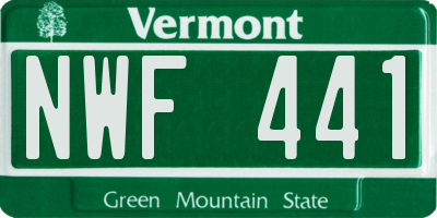 VT license plate NWF441