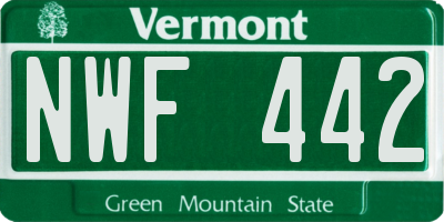 VT license plate NWF442