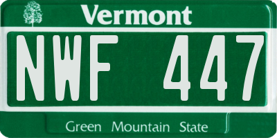 VT license plate NWF447