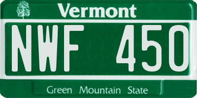 VT license plate NWF450