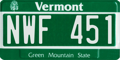 VT license plate NWF451