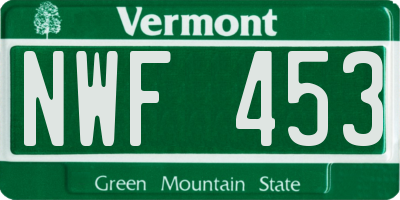 VT license plate NWF453