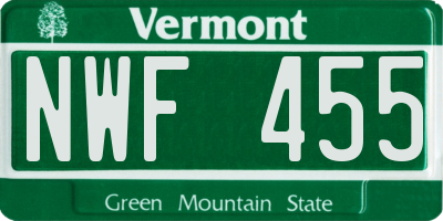 VT license plate NWF455
