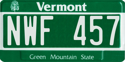VT license plate NWF457