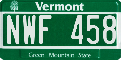VT license plate NWF458