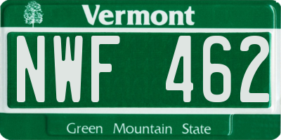 VT license plate NWF462