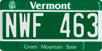 VT license plate NWF463