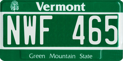 VT license plate NWF465