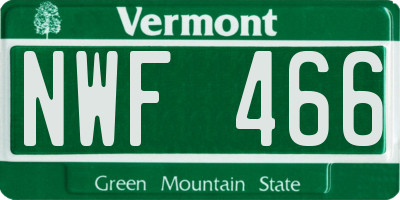 VT license plate NWF466