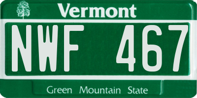 VT license plate NWF467