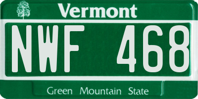 VT license plate NWF468