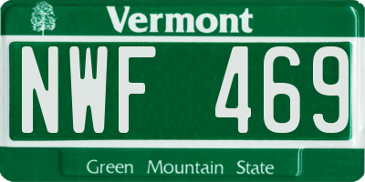 VT license plate NWF469