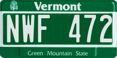 VT license plate NWF472