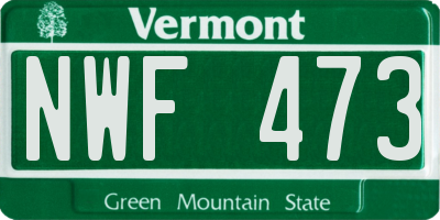 VT license plate NWF473