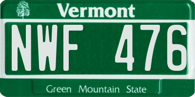 VT license plate NWF476