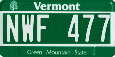 VT license plate NWF477