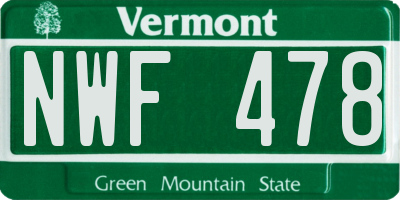 VT license plate NWF478