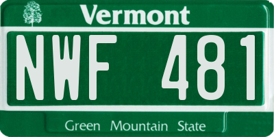 VT license plate NWF481
