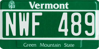 VT license plate NWF489