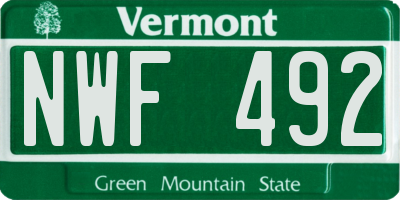 VT license plate NWF492