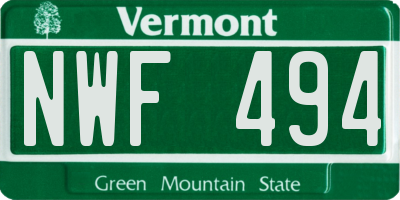 VT license plate NWF494