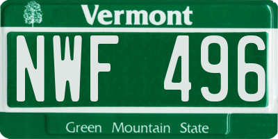 VT license plate NWF496