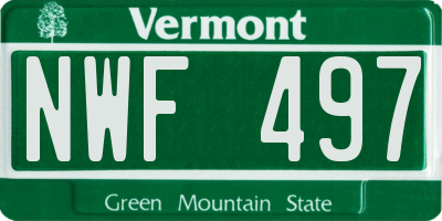 VT license plate NWF497