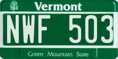 VT license plate NWF503