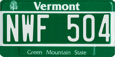 VT license plate NWF504