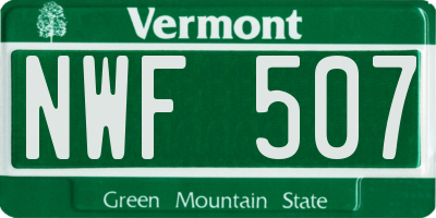 VT license plate NWF507