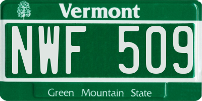 VT license plate NWF509