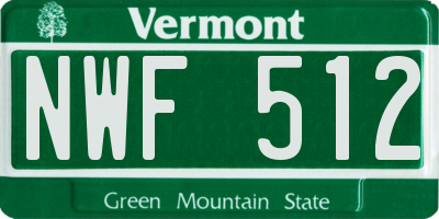 VT license plate NWF512