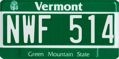 VT license plate NWF514