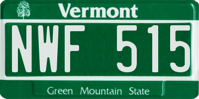 VT license plate NWF515