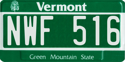 VT license plate NWF516