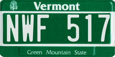 VT license plate NWF517