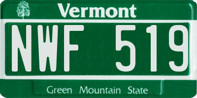 VT license plate NWF519