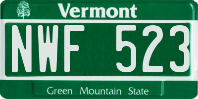 VT license plate NWF523
