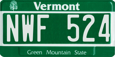 VT license plate NWF524