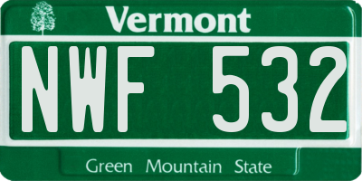 VT license plate NWF532