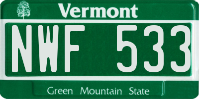 VT license plate NWF533