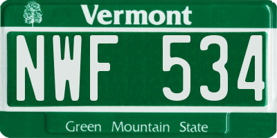 VT license plate NWF534