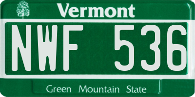 VT license plate NWF536