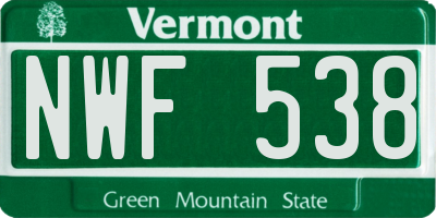 VT license plate NWF538