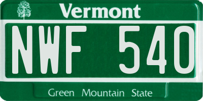 VT license plate NWF540
